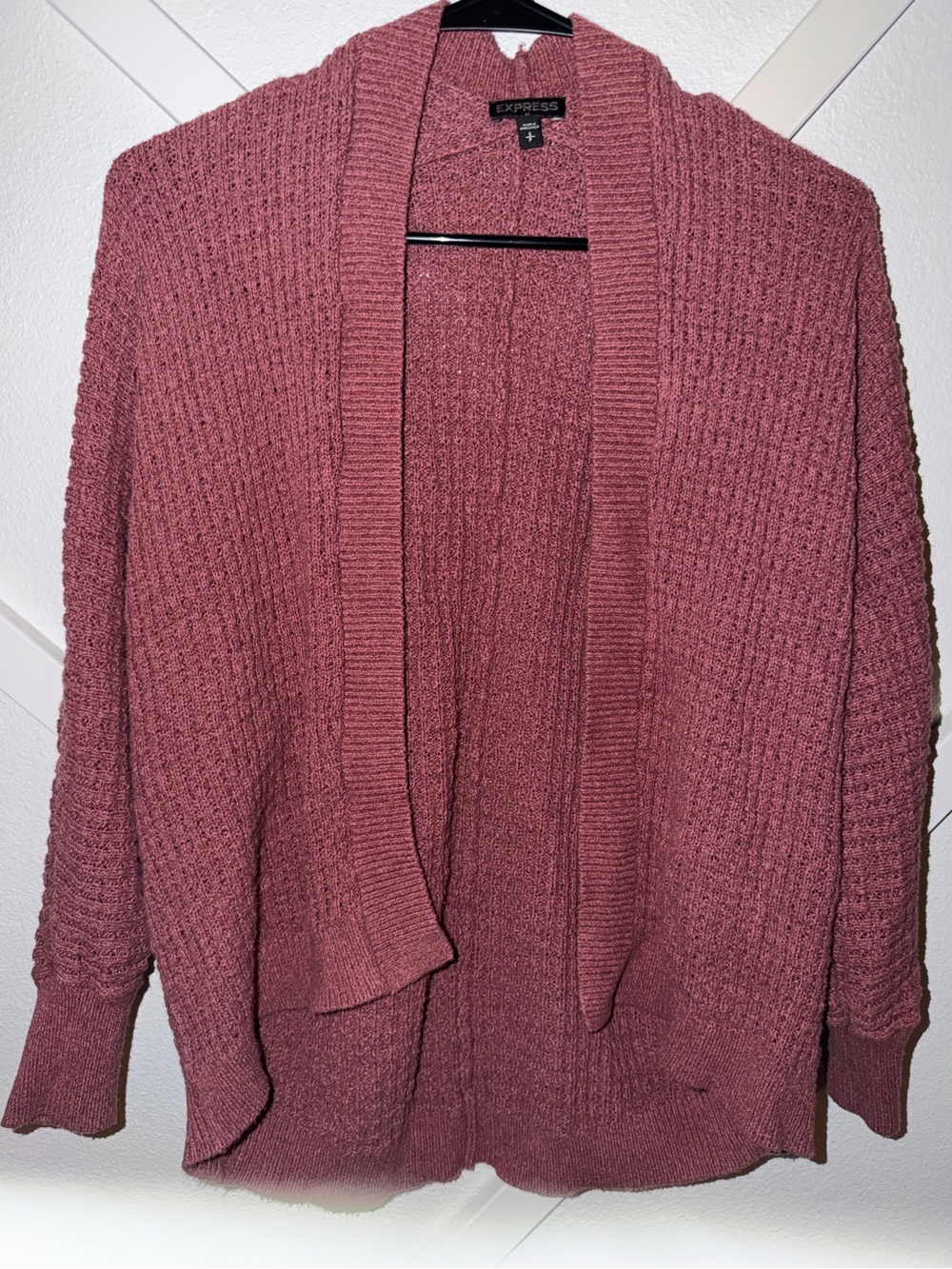Express Open-Front Chunky Cardigan Sweater - Rose Mauve